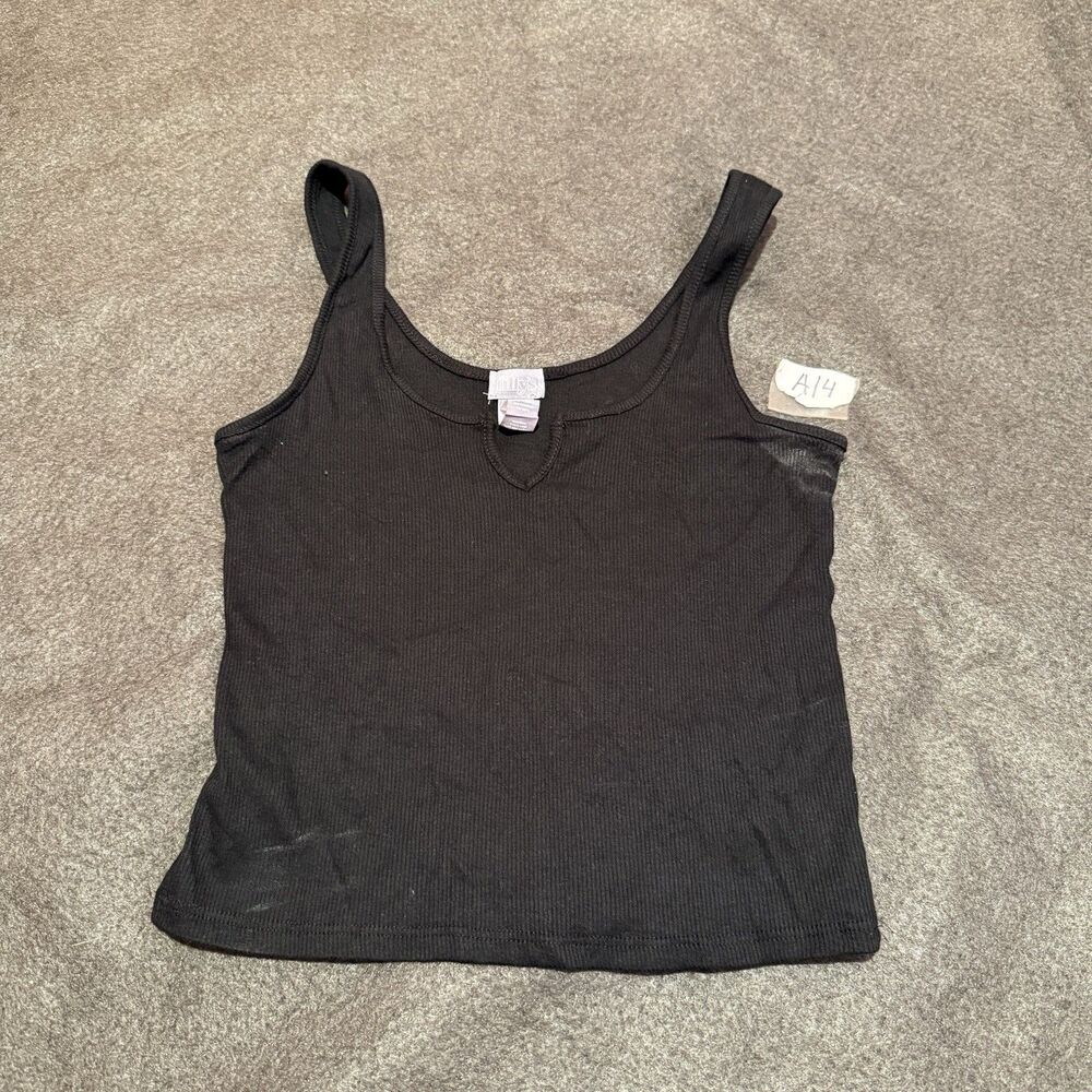 Brandy Melville Womens Crop Top Size 2 Dark Gray Sleeveless Shirt Square Neck